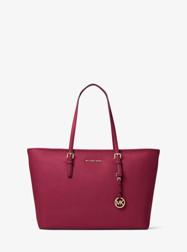 Damske Prenosná Taška Michael Kors Jet Set Medium Saffiano Leather Top-Zip Ruzove - Kabelky Michael Kors Outlet | KZRDX-4509